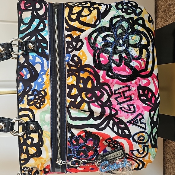Coach Handbags - Coach Poppy Graphic Blossom Graffiti Glam Tote